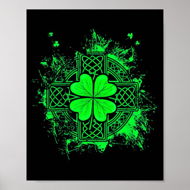 Celtic Knot Irish Shamrock Three Leaf Clover St Pa Poster (Vorne)