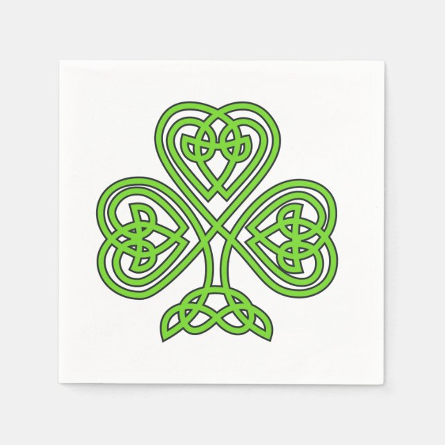 Celtic Knot Kleeblatt auf Weiß Serviette (Vorderseite)