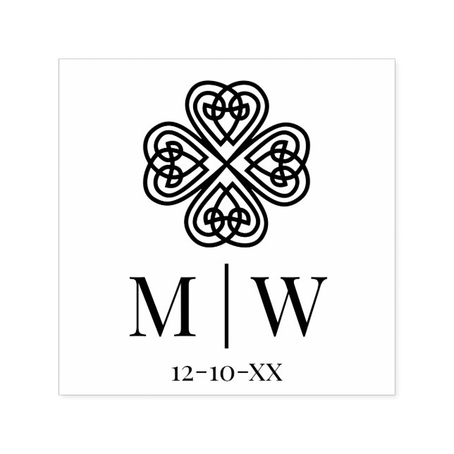 Celtic Knot Kleeblatt Wedding Couple Initials Date Permastempel (Design)