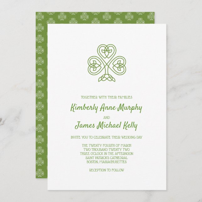Celtic Knot Kleeblatt Wedding Einladung (Vorne/Hinten)