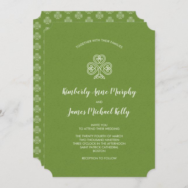 Celtic Knot Kleeblatt Wedding Einladung (Vorne/Hinten)