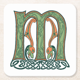 Celtic Knot Letter M, irisches Design Rechteckiger Pappuntersetzer