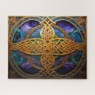 Celtic Knot Lila Blue Gold Knüpfarbeit Puzzle