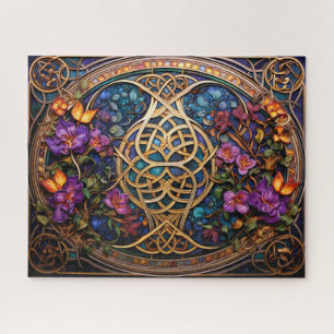 Celtic Knot Lila Gold Blume Knüpfarbeit Puzzle