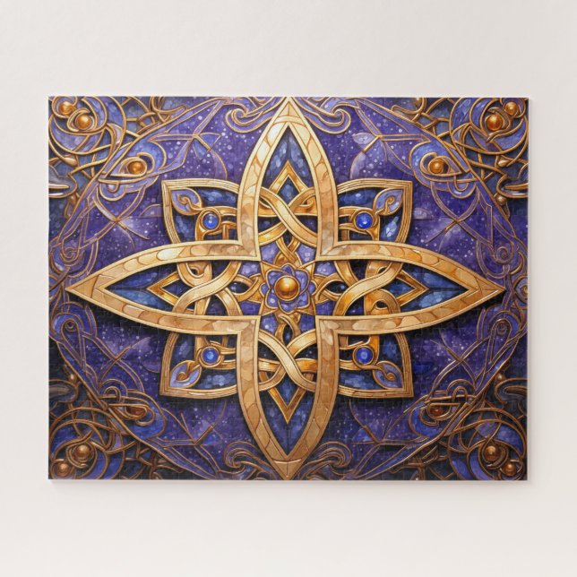 Celtic Knot Lila Gold Knüpfarbeit Puzzle (Horizontal)