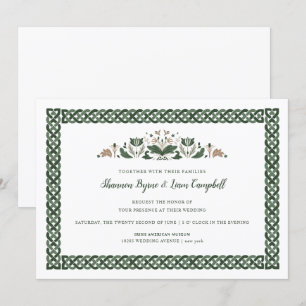 Celtic Knot Moderne Hochzeit mit irischer Flora Einladung