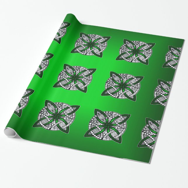 Celtic Knot Original Art Green Geschenkpapier (Ungerollt)