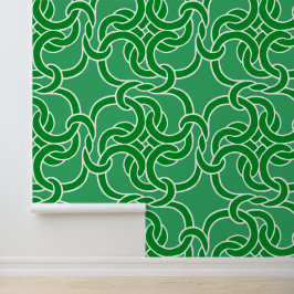 Celtic Knot Pattern Elegant Moderne Weiß und Grün Tapete