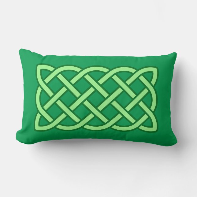 Celtic Knot Pattern, Emerald und Lime Green Lendenkissen (Vorderseite)