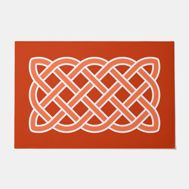 Celtic Knot Pattern, Mandarin Orange und Weiß Fußmatte (Vorderseite)
