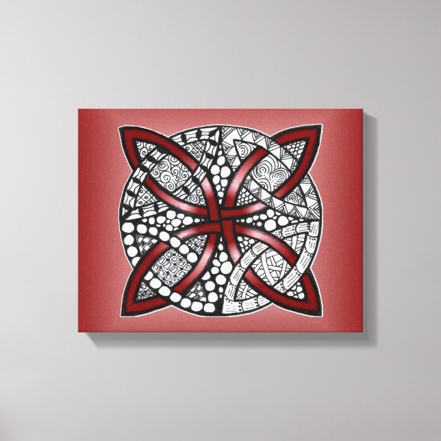 Celtic Knot Red Doodle Zeichnend Leinwanddruck (Vorderseite)