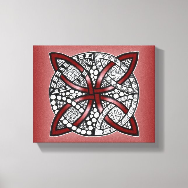 Celtic Knot Red Doodle Zeichnend Leinwanddruck (Vorderseite)