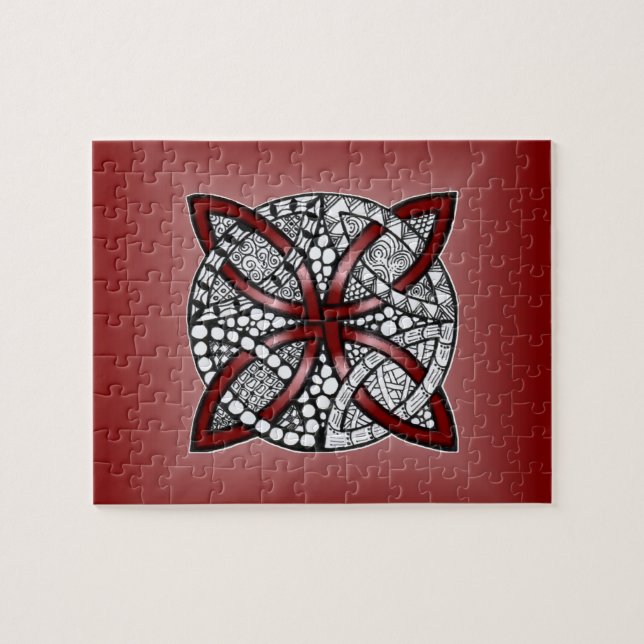 Celtic Knot Red Doodle Zeichnend Puzzle (Horizontal)