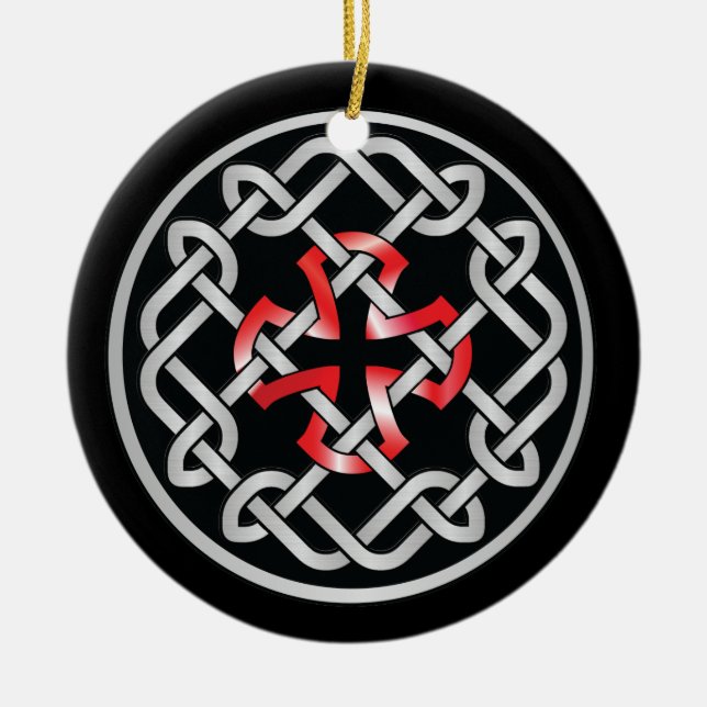 Celtic Knot Red Metallic Circle Ornament (Vorne)