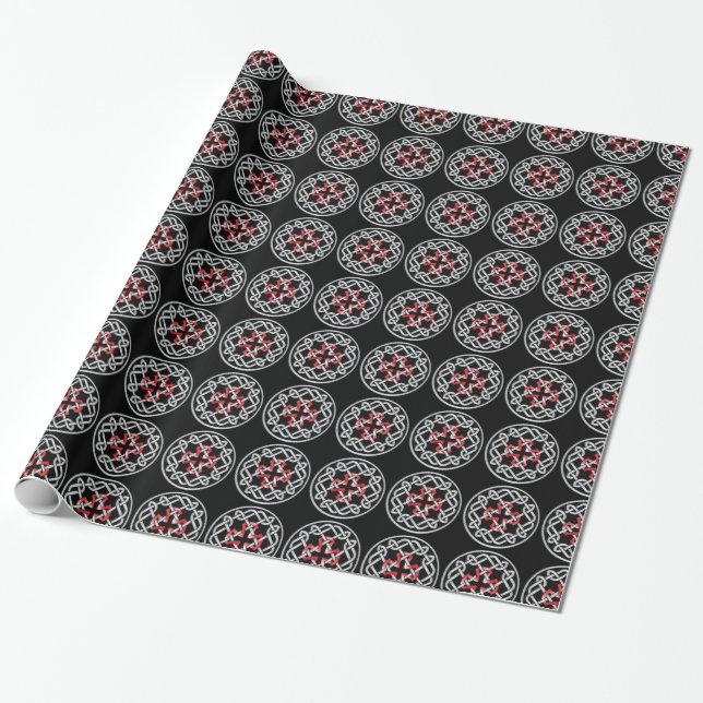Celtic Knot Red Metallic Geschenkpapier (Ungerollt)