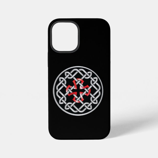 Celtic Knot Red Metallic iPhone 12 Mini Hülle (Rückseite)