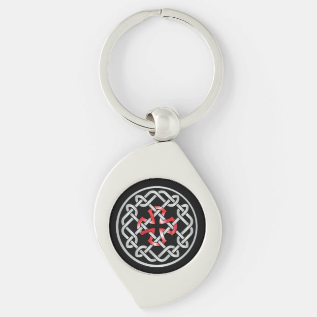 Celtic Knot Red Metallic Key Chain Schlüsselanhänger (Vorderseite)