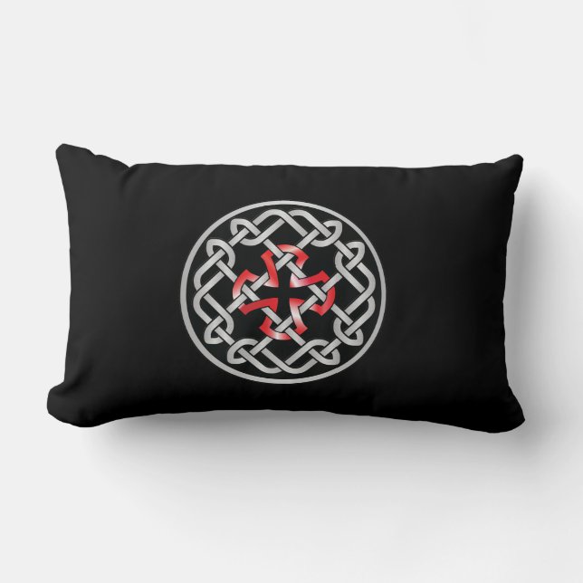 Celtic Knot Red Metallic Lumbar Pillow Lendenkissen (Vorderseite)