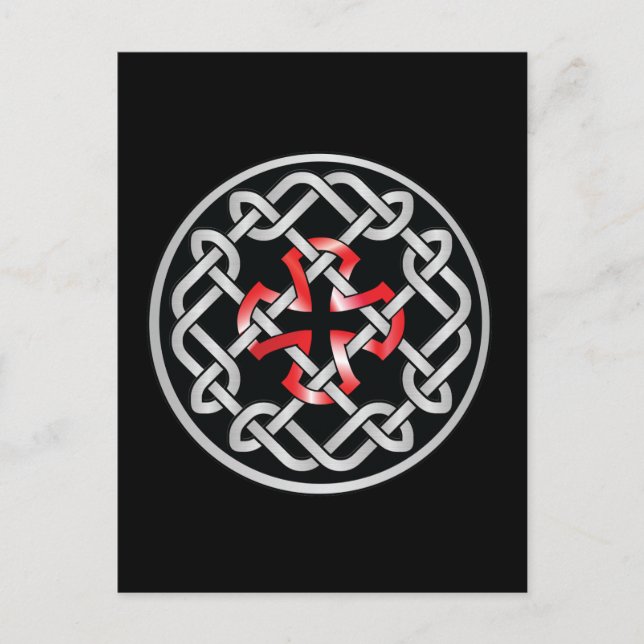 Celtic Knot Red Metallic Postcard Postkarte (Vorderseite)
