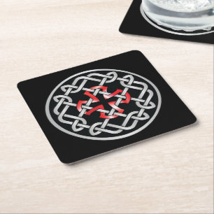 Celtic Knot Red Metallic Rechteckiger Pappuntersetzer