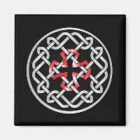 Celtic Knot Red Metallic Square Magnet