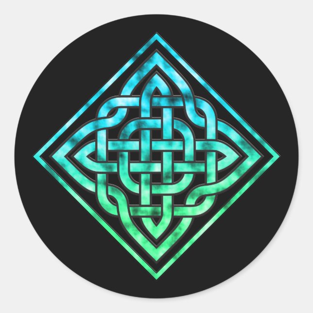Celtic Knot Round Stickers - Diamond Blue Green (Vorderseite)