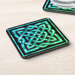 Celtic Knot - Square Blue Green Black Untersetzer