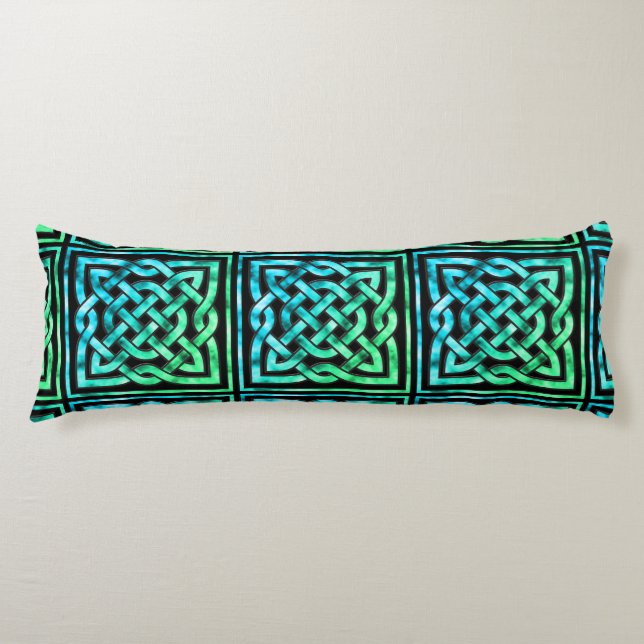 Celtic Knot - Square Blue Green Body Pillow Seitenschläferkissen (Vorderseite)