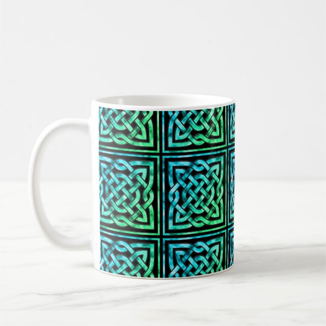 Celtic Knot - Square Blue Green Tasse (Links)
