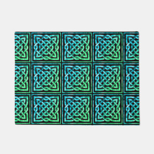 Celtic Knot - Square Blue Green Tile Fußmatte
