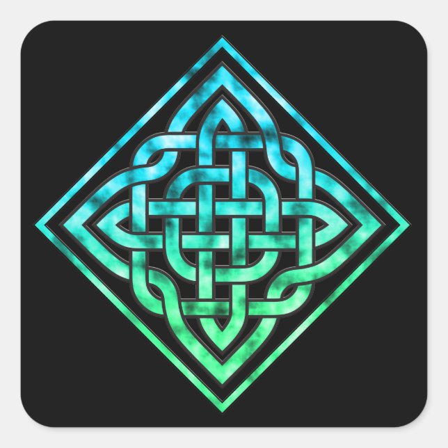 Celtic Knot Square Stickers - Diamond Blue Green (Vorderseite)