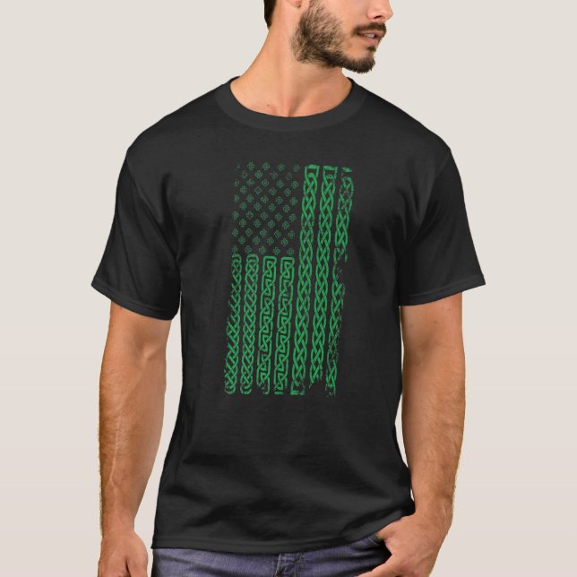 Celtic knot Stripes American flag Irish Patrick's  T-Shirt (Vorderseite)