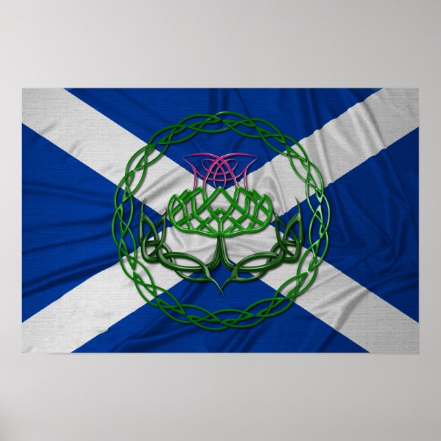 Celtic Knot Thistle and Flag Poster (Vorne)