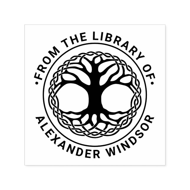 Celtic Knot Tree of Life #2F Library Book Name Permastempel (Design)