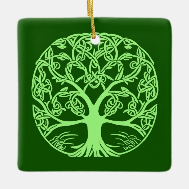 Celtic Knot Tree of Life Emerald Green Keramikornament (Vorderseite)