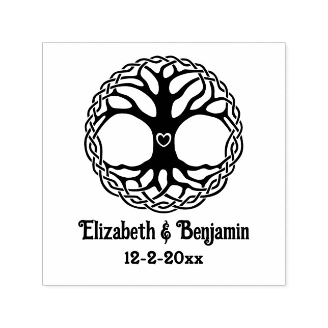 Celtic Knot Tree of Life Hrt Couple #2 Name Datum Permastempel (Design)
