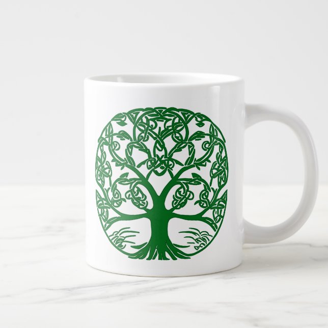 Celtic Knot Tree of Life in Emerald Green Jumbo-Tasse (Rechts)