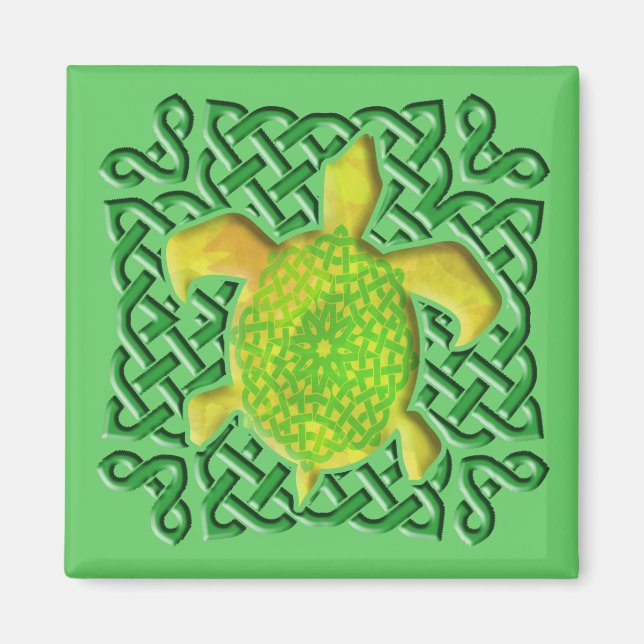 Celtic Knot Turtle (Green) Magnete (Vorne)