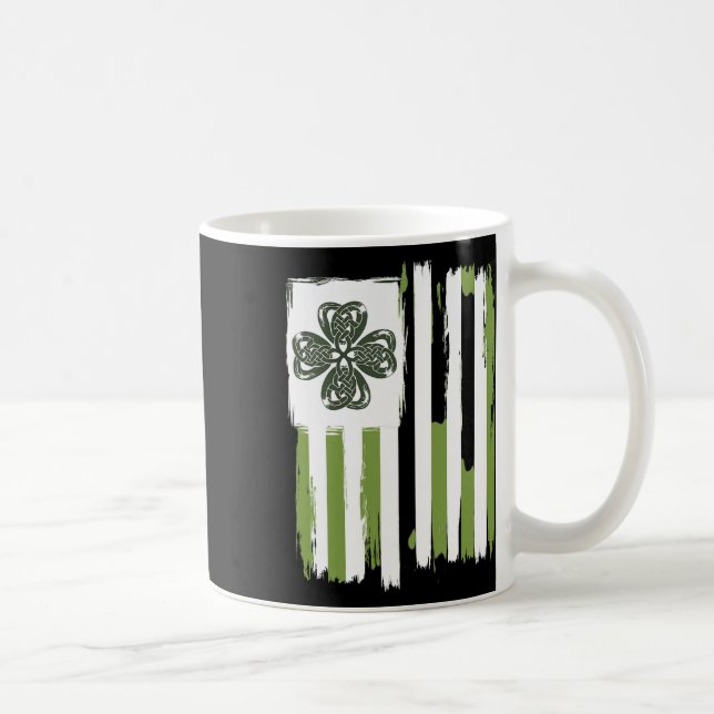 Celtic Knot Vierblättriges Kleeblatt Stripes Desig Kaffeetasse (Rechts)