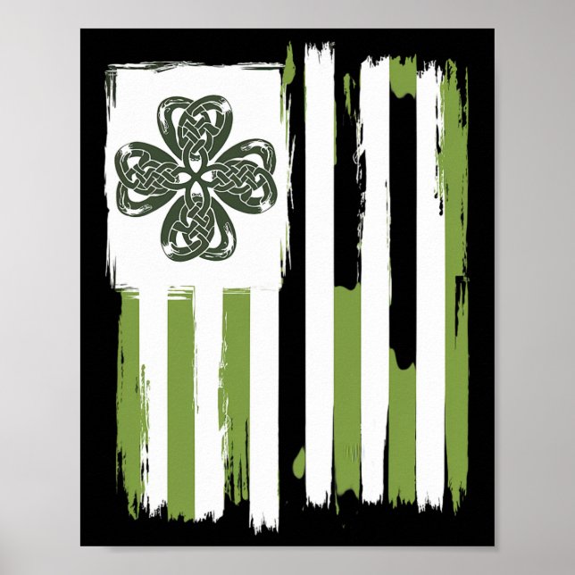 Celtic Knot Vierblättriges Kleeblatt Stripes Desig Poster (Vorne)