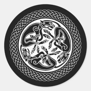 Celtic Knot with Hounds Runder Aufkleber
