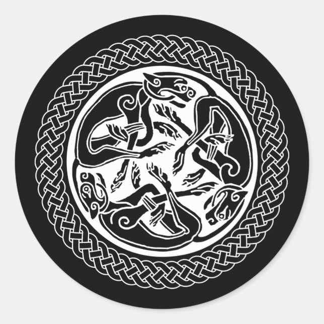 Celtic Knot with Hounds Runder Aufkleber (Vorderseite)