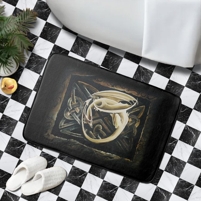 Celtic Knot Work Cream Dragon Badematte (Von Creator hochgeladen)