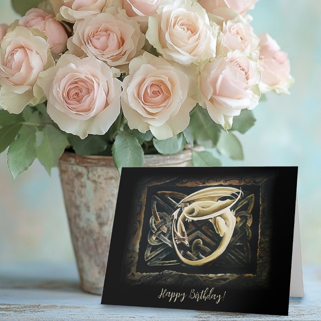 Celtic Knot Work Cream Dragon Karte (Von Creator hochgeladen)