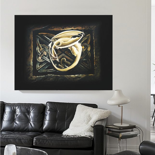 Celtic Knot Work Cream Dragon Leinwanddruck (Von Creator hochgeladen)