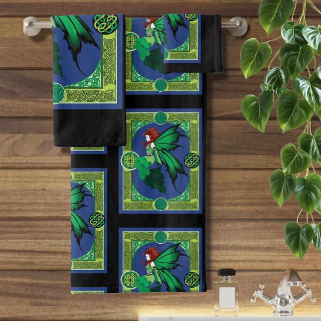 Celtic Knot Work Green Fairy Badhandtuch Set (Von Creator hochgeladen)