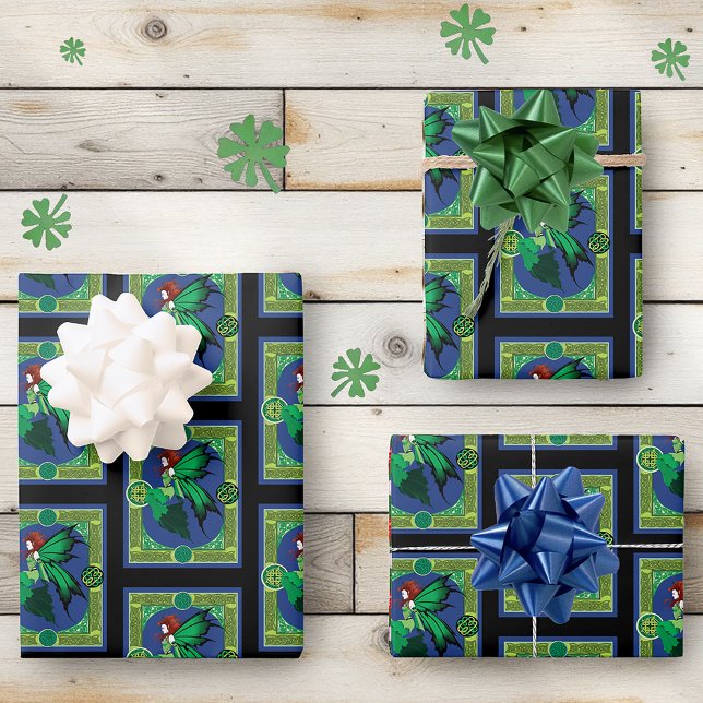 Celtic Knot Work Green Fairy Geschenkpapier Set (Von Creator hochgeladen)