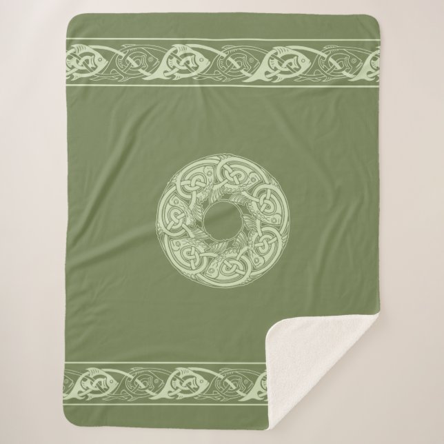Celtic Knotwork Fish in Green  Sherpadecke (Vorderseite)