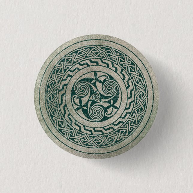 Celtic Knüpfarbeit Irish Medallion Muster in Green Button (Vorderseite)