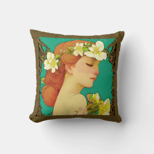 Celtic Lady mit Blume in ihrem Haar Kissen